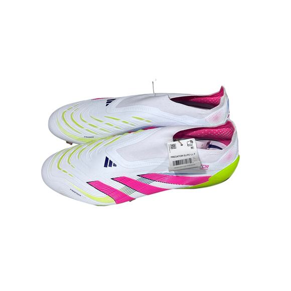 adidas Predator Elite Laceless FG Soccer Cleats White Pink Volt Mens 10.5